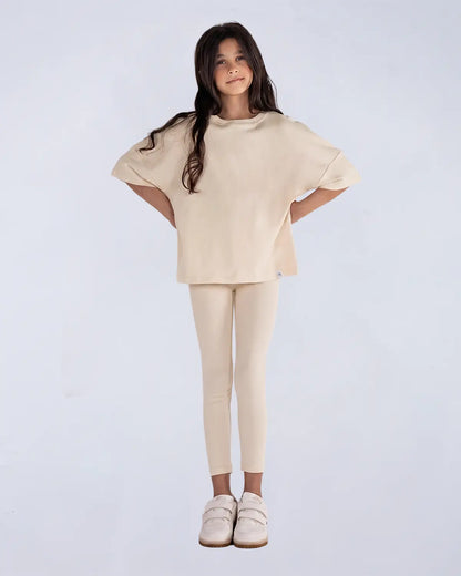 Logo Set (Tee + Leggings) - Camel Beige