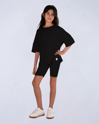 Logo Set (Tee + Bike Shorts) - Black