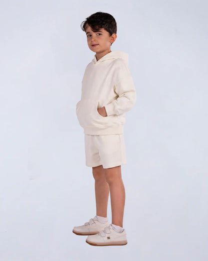 Everyday Set (Hoodie + Tee + Shorts) - Ivory Cream