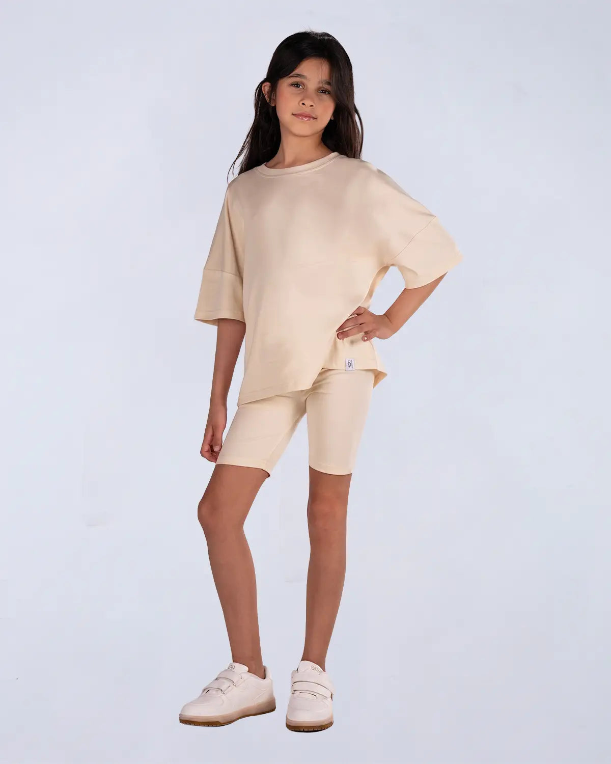 Logo Set (Tee + Bike Shorts) - Camel Beige