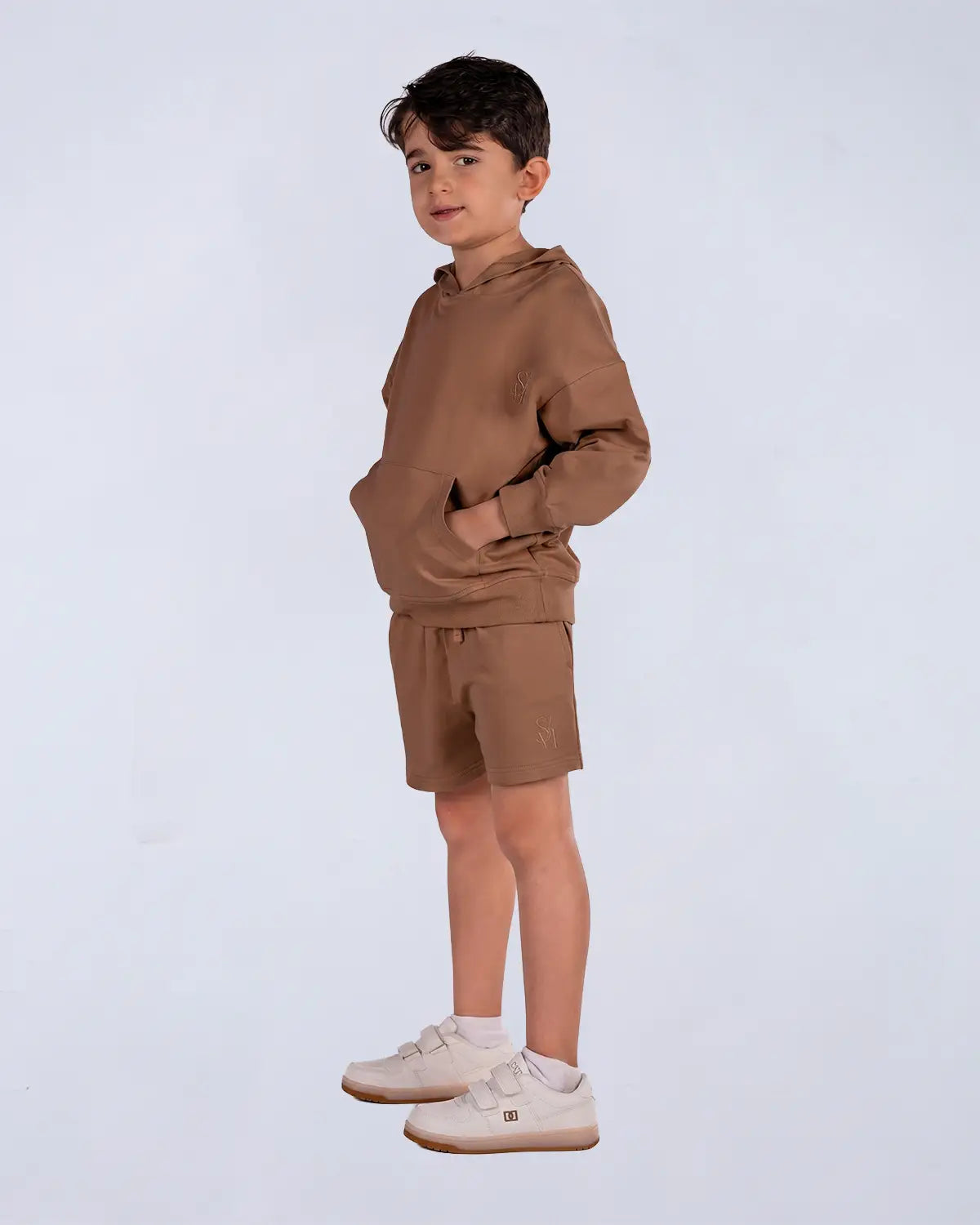 Everyday Set (Hoodie + Tee + Shorts) - Chocolate Brown