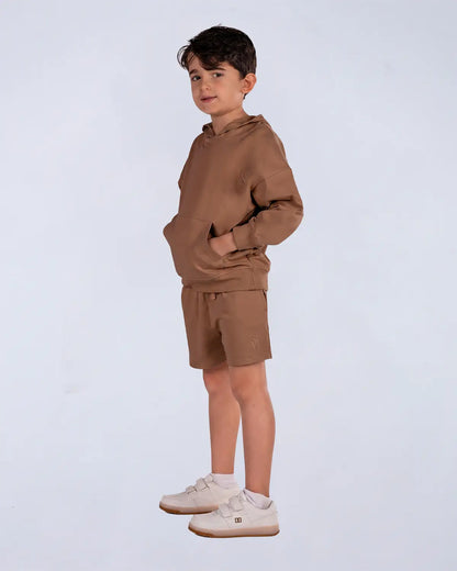 Everyday Set (Hoodie + Tee + Shorts) - Chocolate Brown