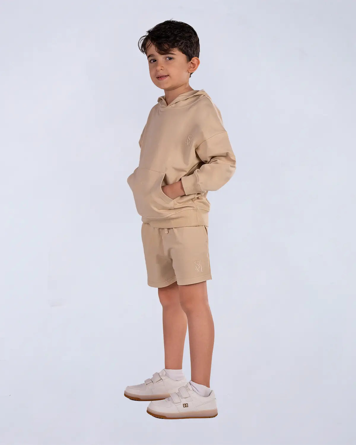 Everyday Set (Hoodie + Tee + Shorts) - Camel Beige