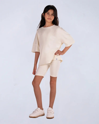 Logo Set (Tee + Bike Shorts) - Ivory Cream