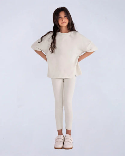 Logo Set (Tee + Leggings) - Ivory Cream