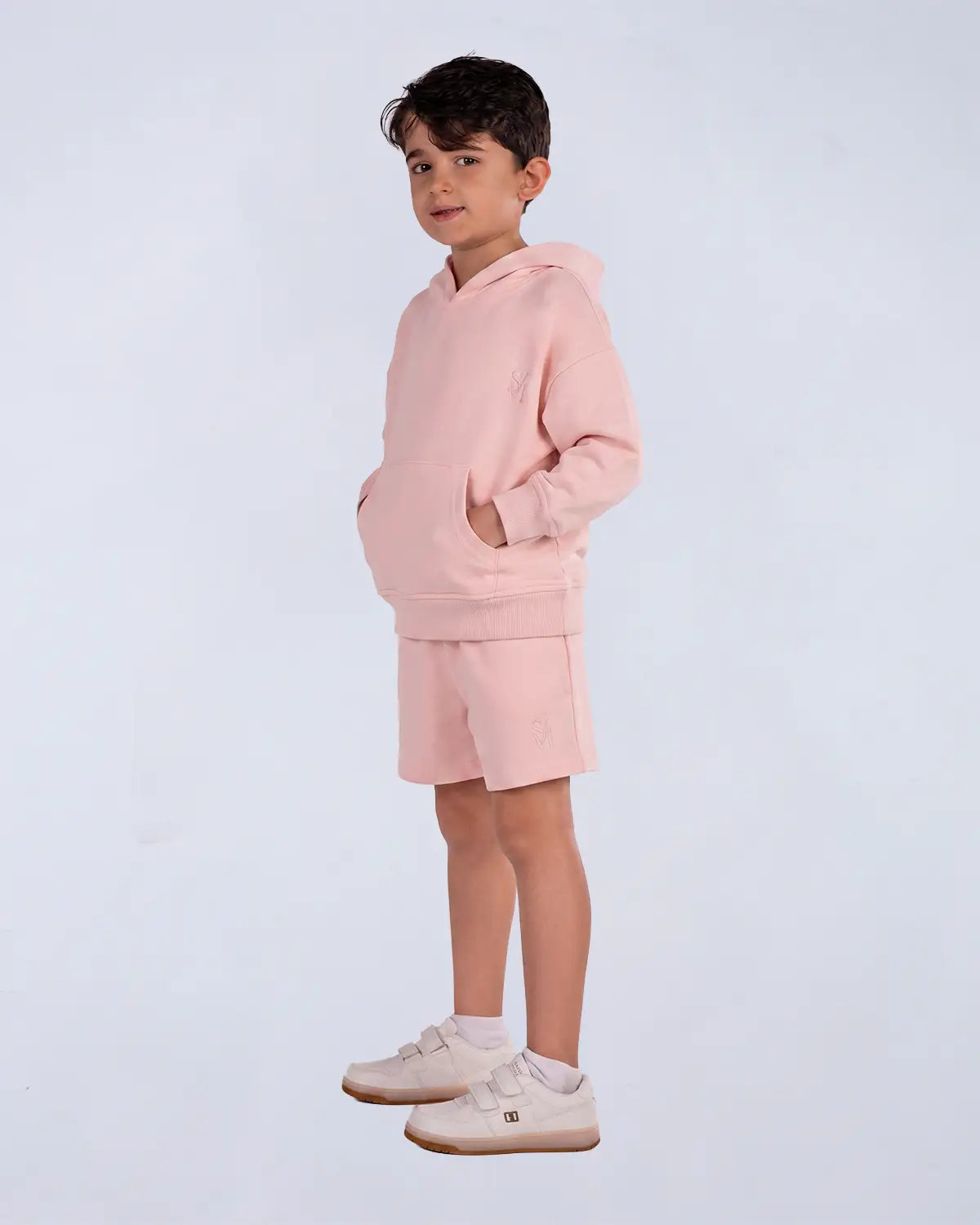 Everyday Set (Hoodie + Tee + Shorts) - Soft Pink