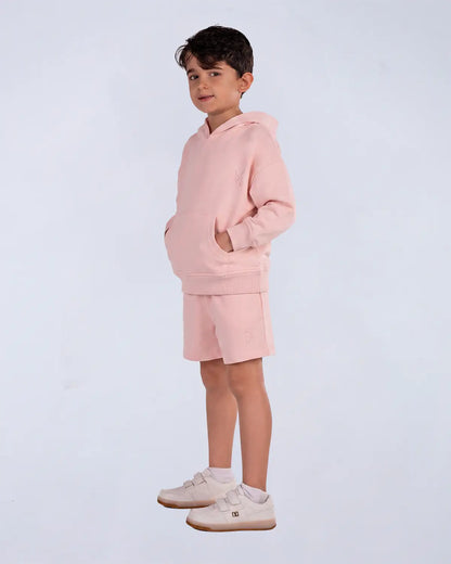 Everyday Set (Hoodie + Tee + Shorts) - Soft Pink